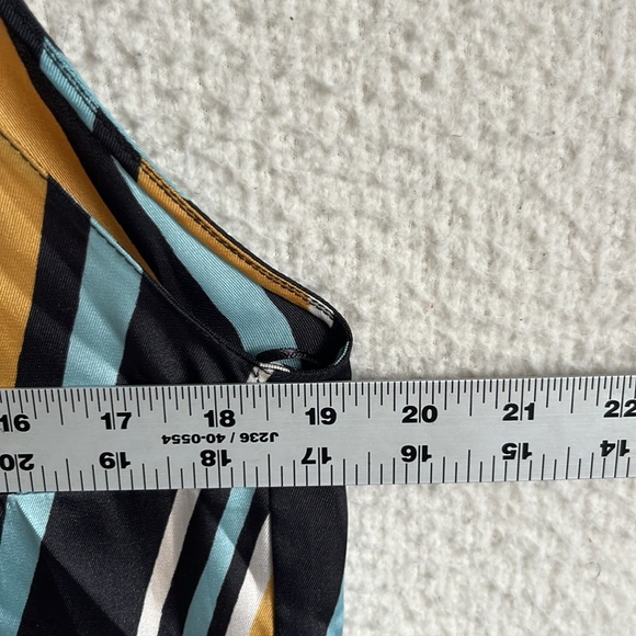 Zara Tie Neck Black and Gold Asymmetrical Sleeveless Blouse Medium - Picture 3 of 6